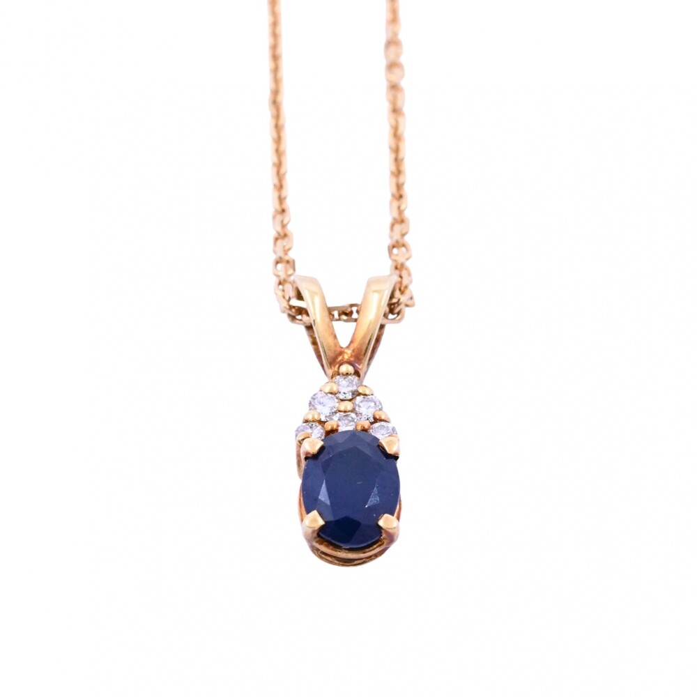 Colgante oro 18k con brillantes y zafiro. Colgante oro 18k con brillantes y zafiro.