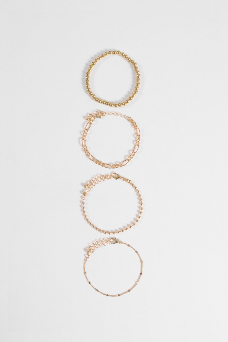 Set de 5 pulseras dorado