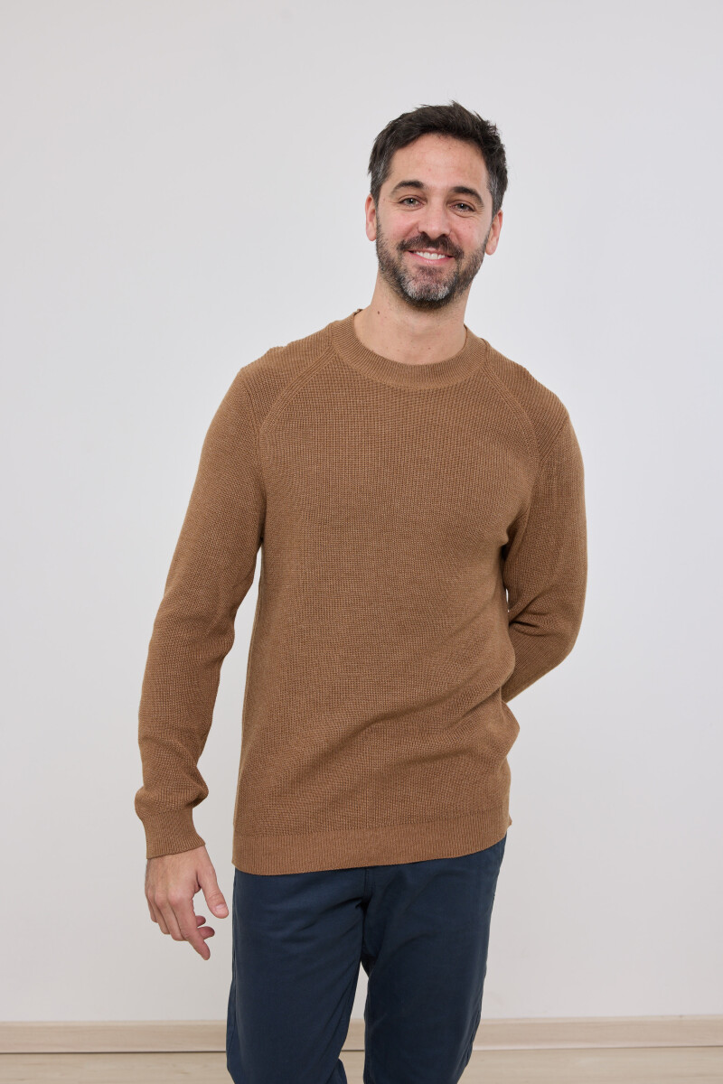 SWEATER HARRINGTON LABEL - Camel 