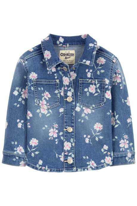 Campera jean, diseño floral. Talles 2-5T Sin color