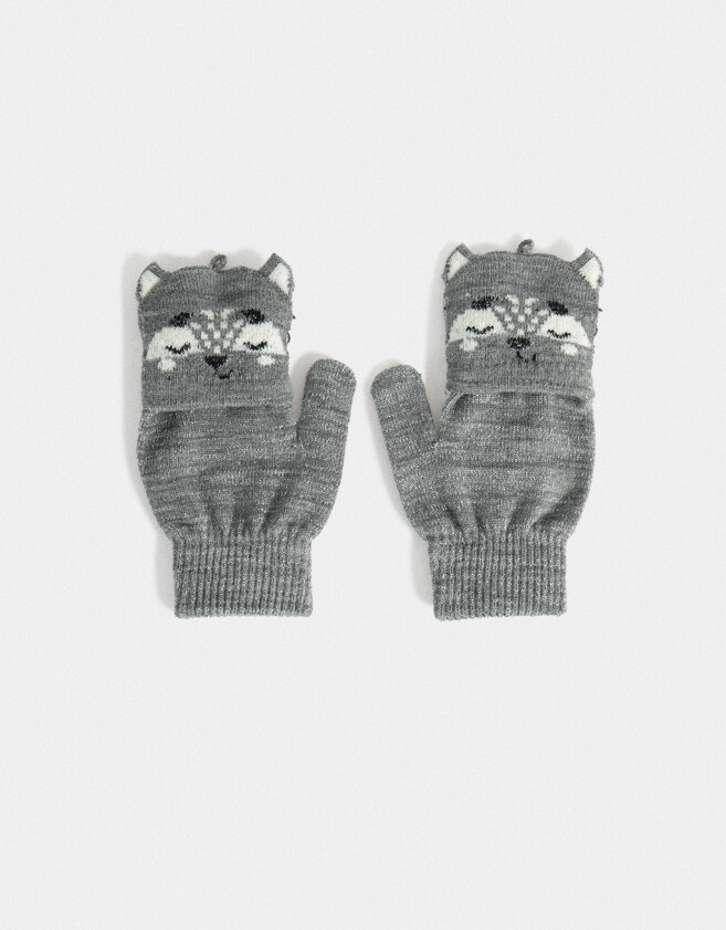 Guantes Infantiles Animalito Guantes Infantiles Mitones - Gris Medio