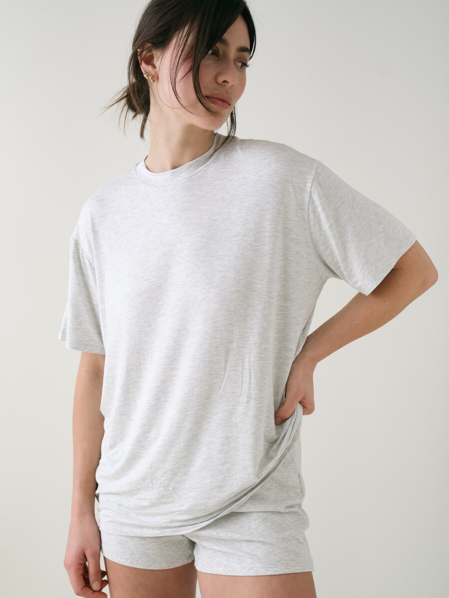 Remera Oversize Viscosa - Gris Melange 