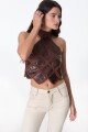 Top Leather Goth Marron