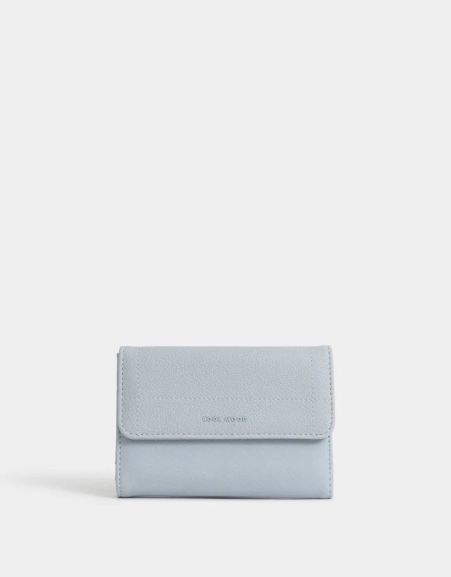Billetera Color Block Billetera Cuerina Granulada - Azul Celeste