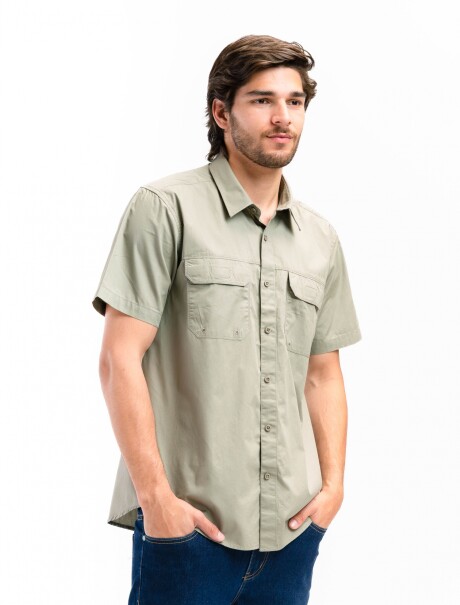 Camisa Fishing Manga Corta Kaki