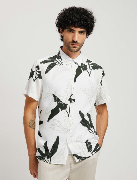 CAMISA MASCULINA ESTAMPADA BLANCO