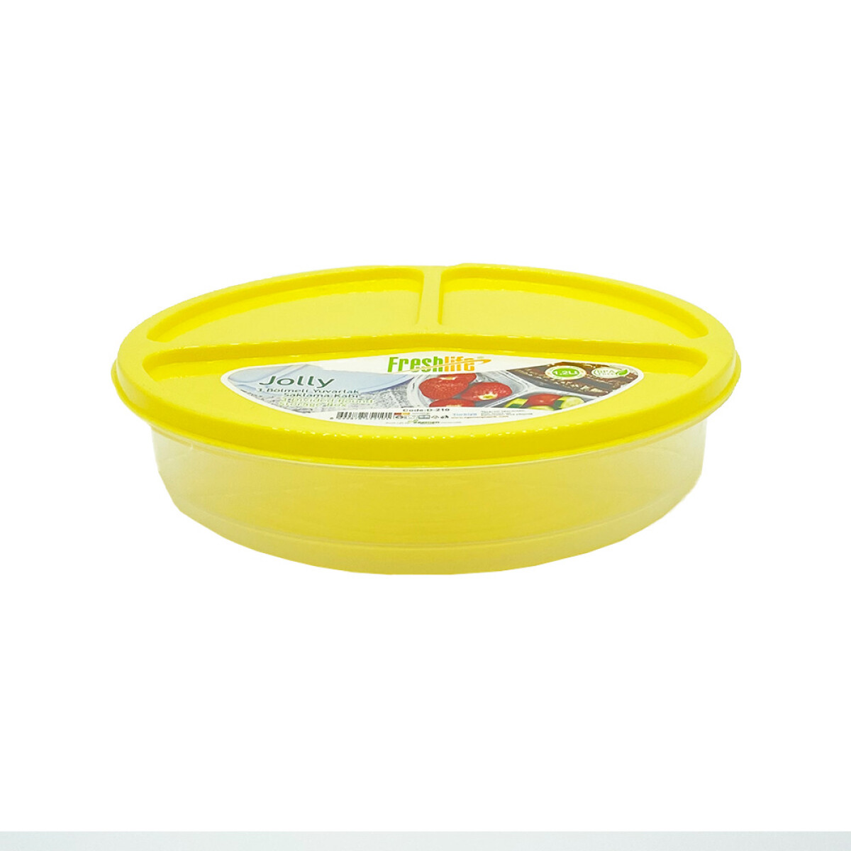 VIANDA REDONDA CON 3 DIVISIONES JOLLY FRESHLIFE 1 - AMARILLO 