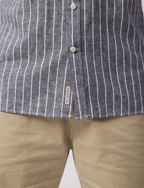 Camisa m/l rayada marino