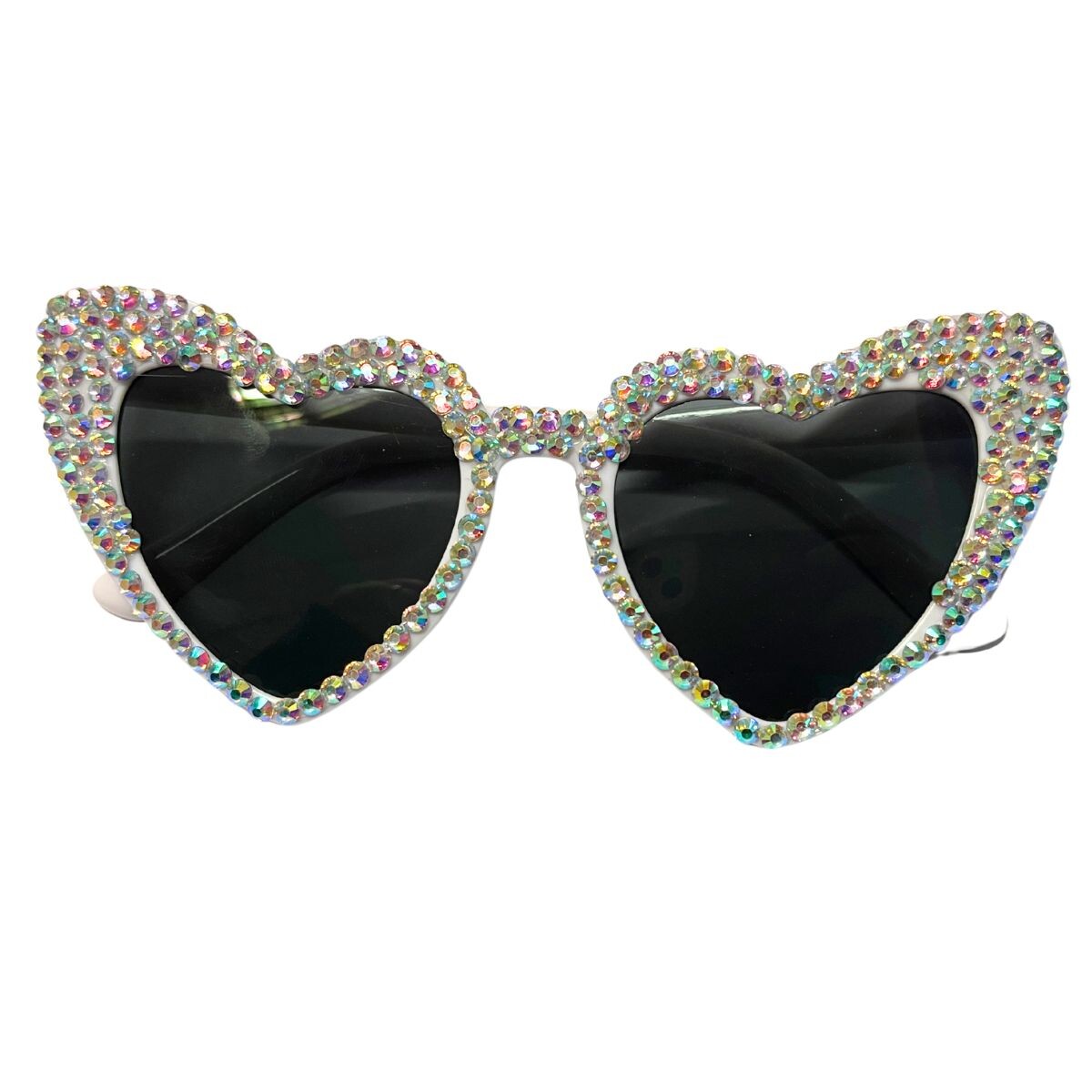 Lentes Corazón x1 - Brillos Blanco 