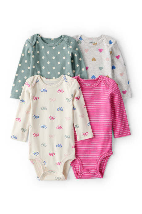 Pack cuatro bodies de algodón, estampados Sin color