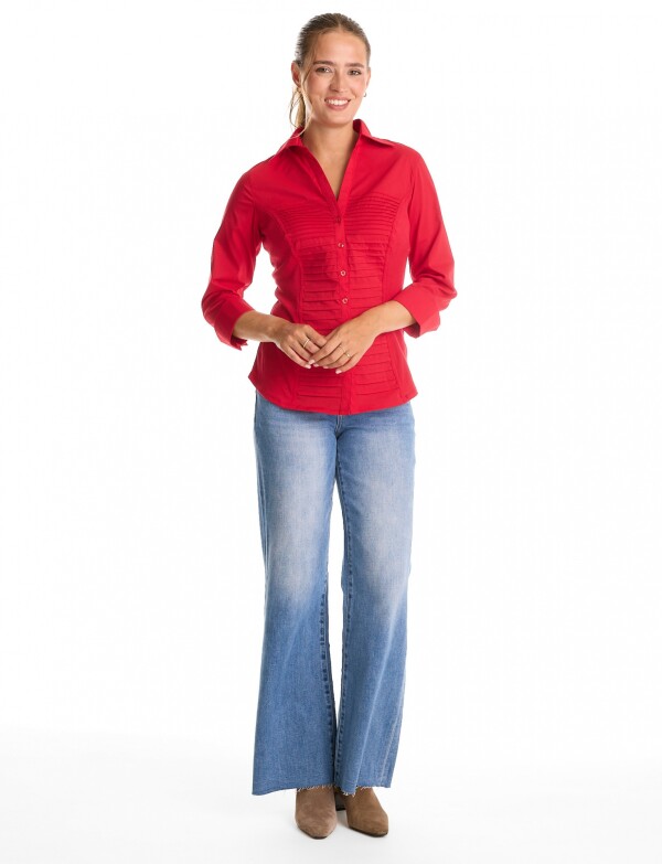 Camisa Stretch & Alforzas ROJO