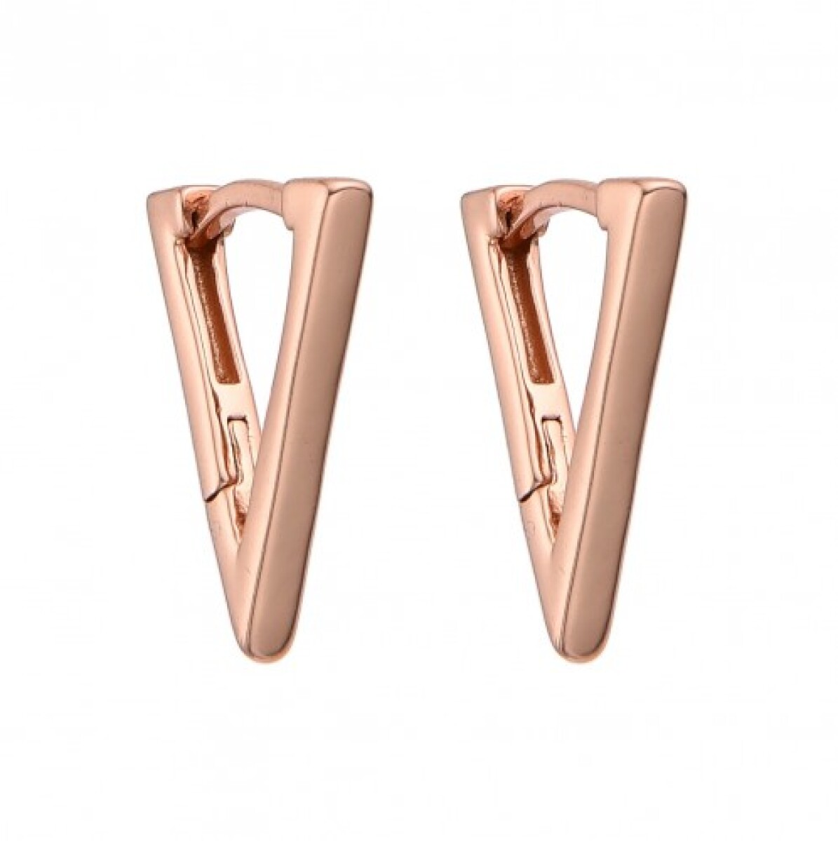 Par de aros de plata 925 con baño de oro rosado, TRIANGULO. 