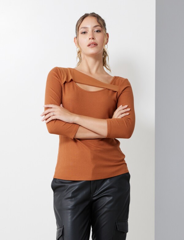 Blusa Ribs Tul TOSTADO