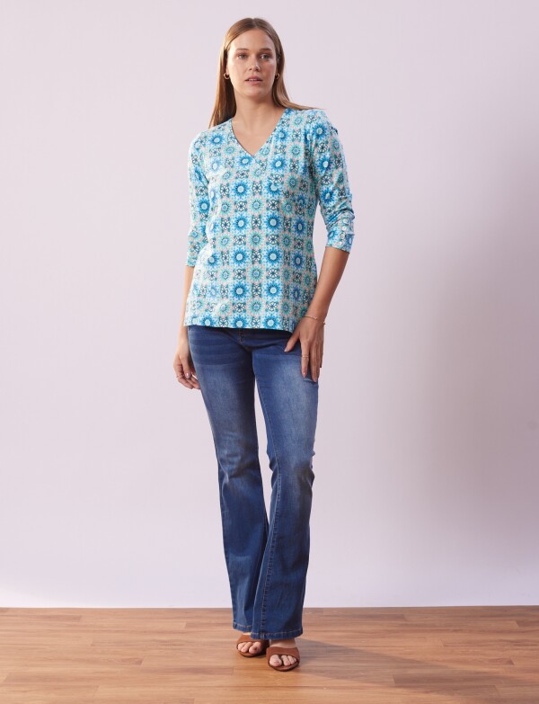 Blusa Algodon VERDE/MULTI