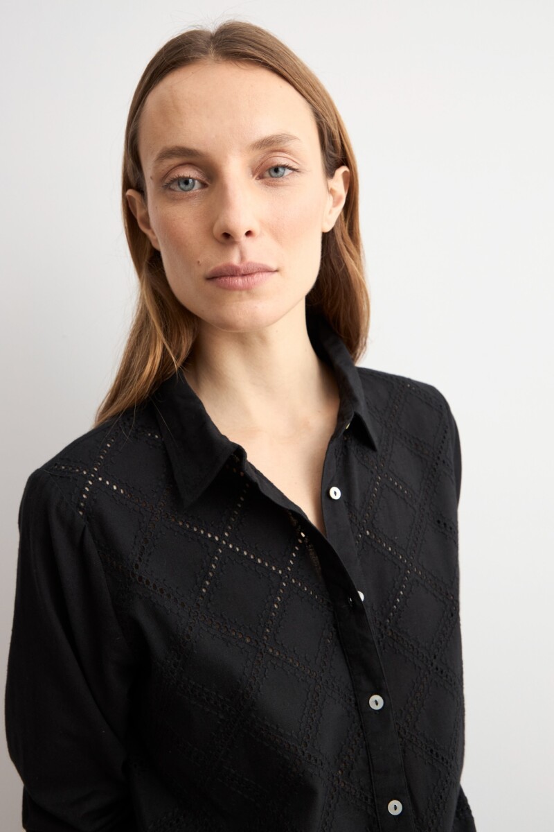 Camisa frente broderie negro