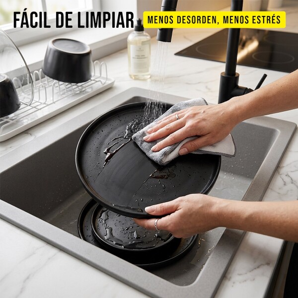 Juego De Vajilla Completo 16 Piezas Ceramica Loza Moderno IMBACK Color Negro Juego De Vajilla Completo 16 Piezas Ceramica Loza Moderno IMBACK Color Negro