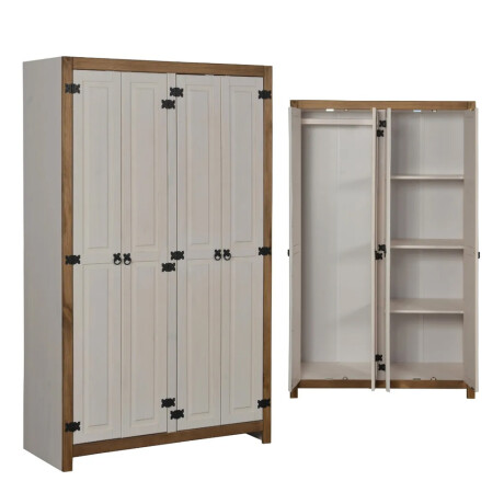 Placard Ropero Armario Madera Maciza Closet 4 Puertas Pino BLANCO