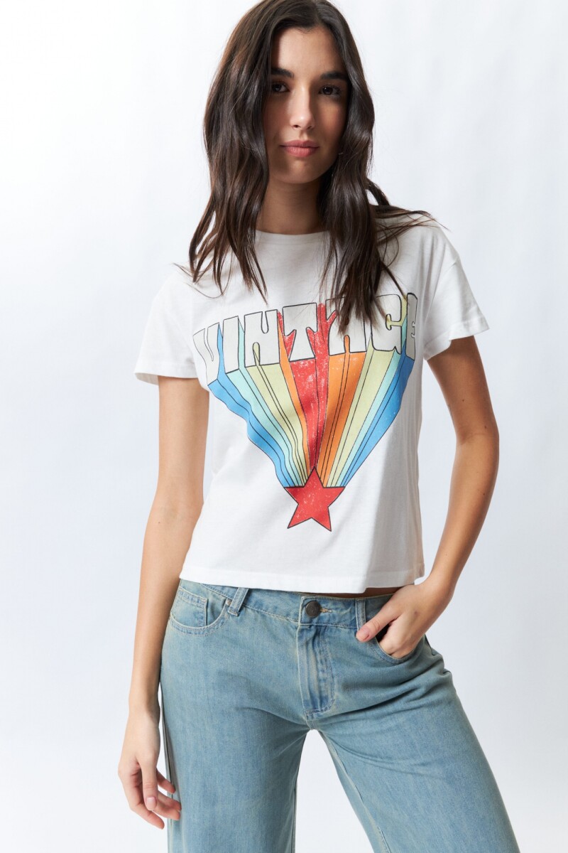 REMERA VINTAGE RAINBOW Blanco