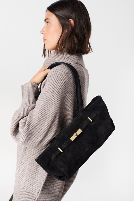 Golden Leather Bag Negro