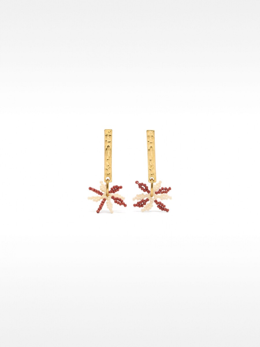Pendientes De Barra Con Flor De Cuentas multicolor