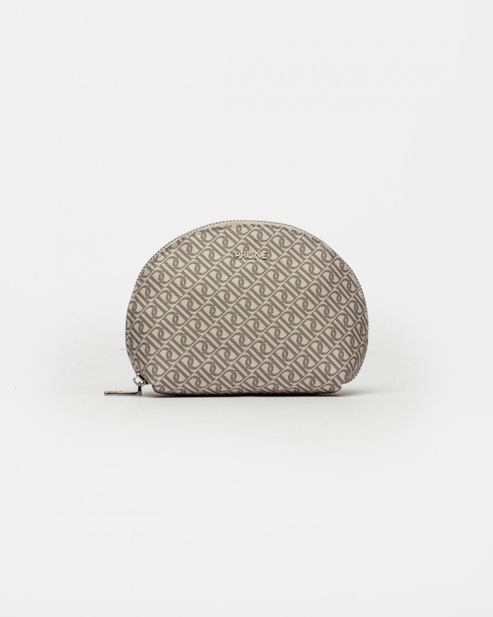 Porta Cosméticos Monogram En Efecto Cuero Estampado - Taupe 