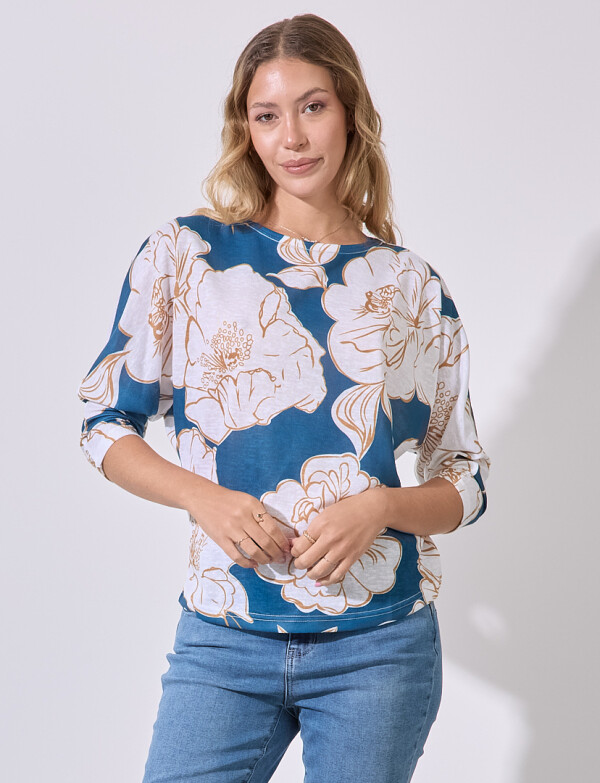 Blusa Tejida Print PETROLEO