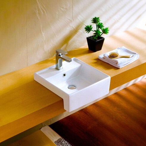 BACHA DE SEMI ENCASTRE SOBREPONER BLANCA PORCELANA 41X41X15 000
