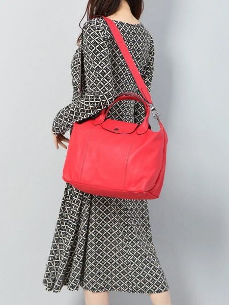 Longchamp -Cartera de cuero plegable, Le pliage cuir Rojo