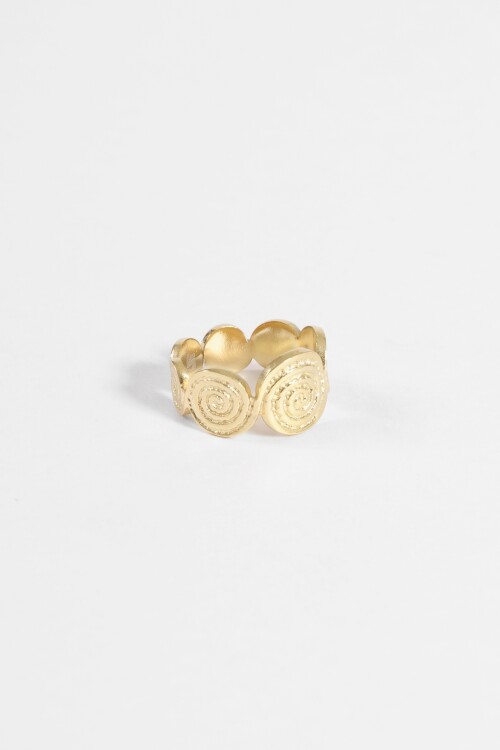 Anillo acero espiral dorado