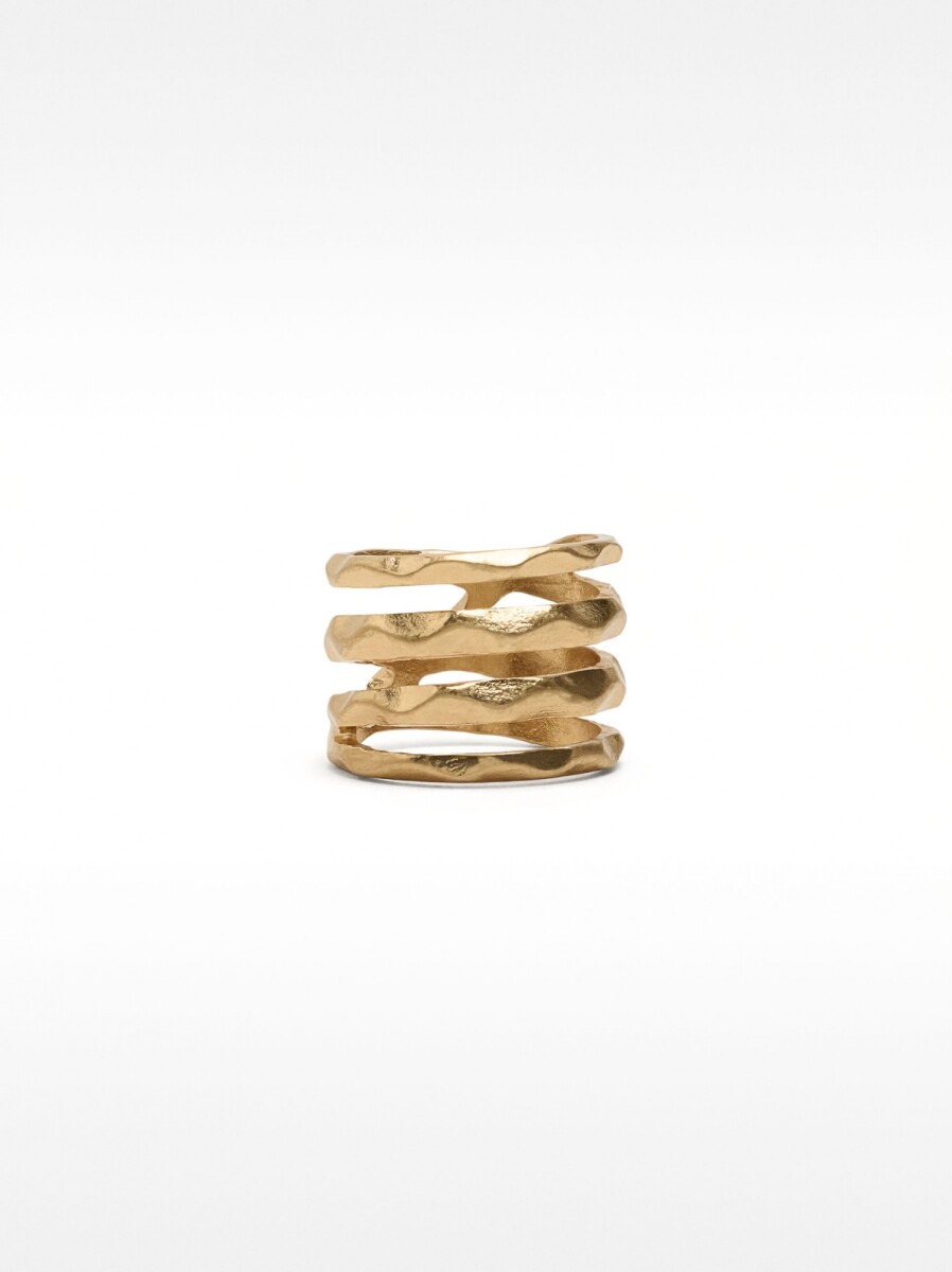 Anillo Ancho Efecto Múltiple - dorado 