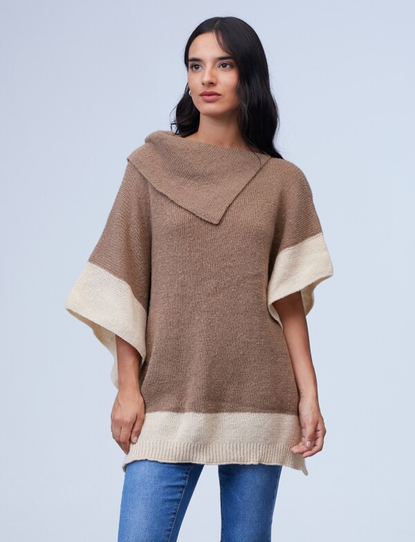 Poncho Colorblock MULTI/TOSTADO