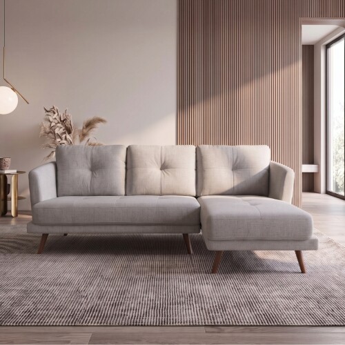 Sofá Con Chaise Triunfo - 3 Cuerpos Beige - Izquierdo