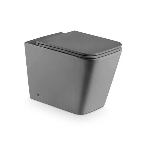 Inodoro Con Tapa Descarga Sistema Tornado Gris Grafito Mate Linea Apaura Tapa Soft Close 000