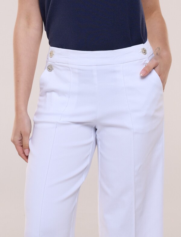 Pantalón Crop Con Botones BLANCO