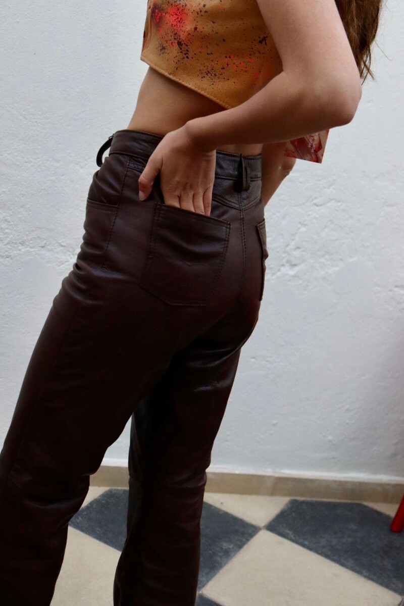 Crawford leather jeans - Chocolate 