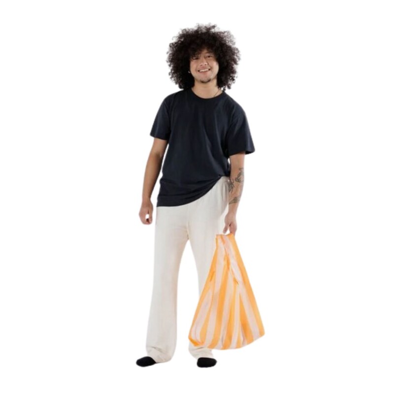 Bolsa Re-utilizable de Nylon Reciclado, Impermeable Tangerine Wide Stripe