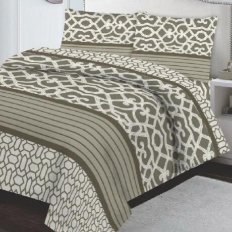 Juego De Sábanas 1 Plaza ESTAMPADOS Cotton Flor ARABESCO MARRON ELEGANTE