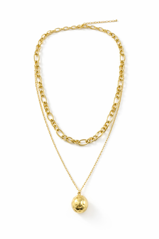 Collar acero doble cadena con dije dorado