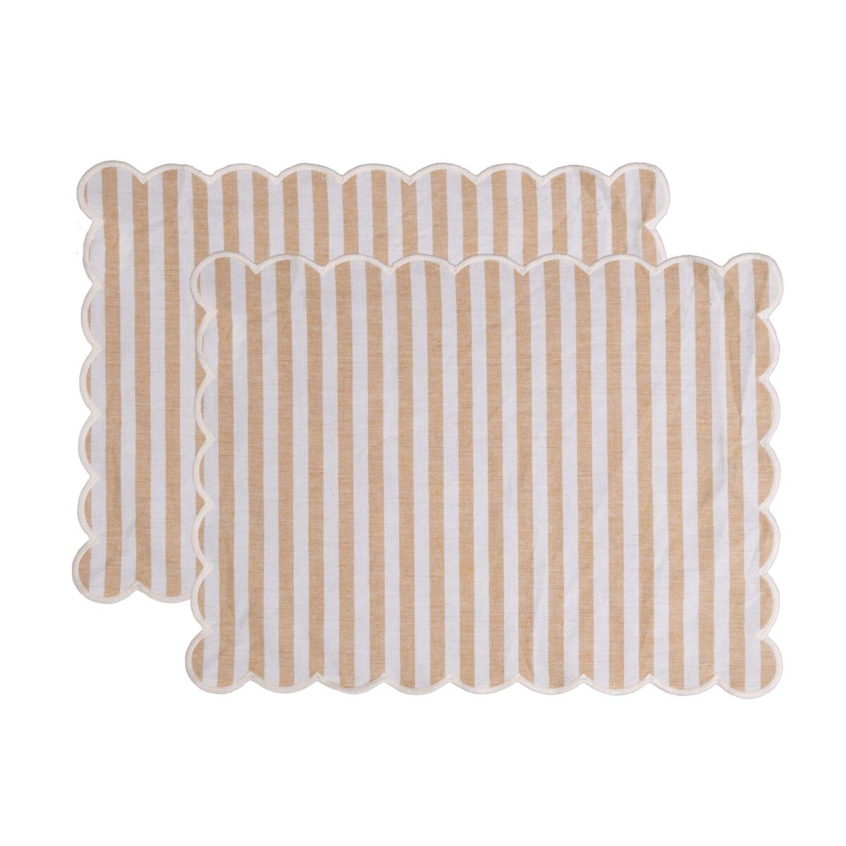 SET INDIVIDUALES X 2 - ALGODON AMARILLO SCALLOP MOSTAZA 