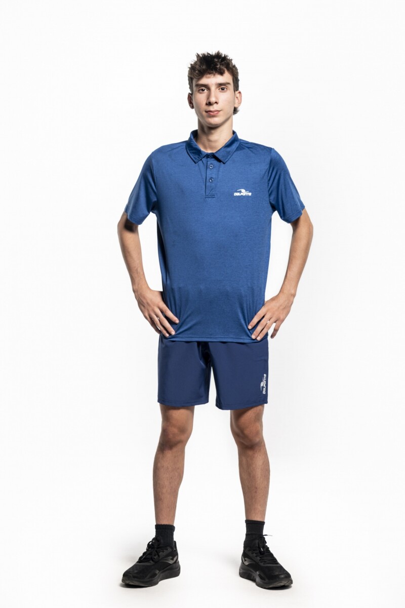 RAPID POLO T-SHIRT MEN BLACK - BLUE MELANGE 