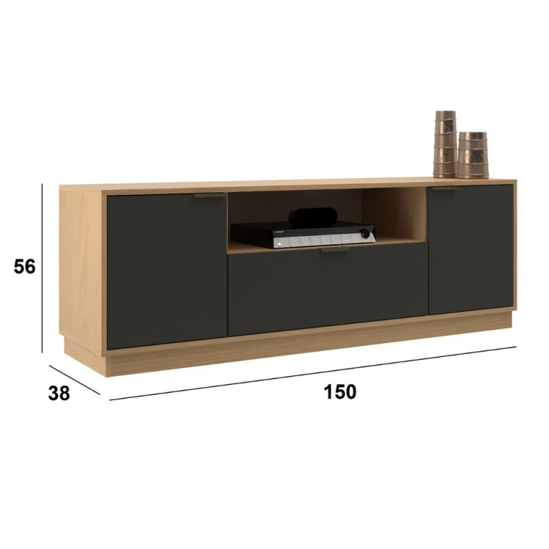 Rack Tv 75 Pulgadas Living Modular Nogal / Grafito Marrón