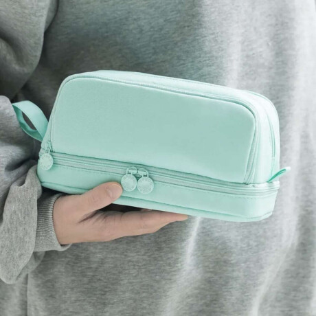 Cartuchera grande con asa y bolsillo inferior 21x12x9cm Verde