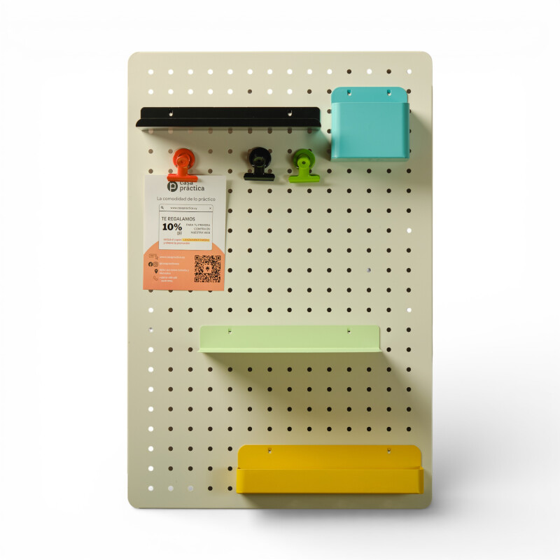 Panel perforado pegboard metálico organizador de pared 60x40 cm – Multiuso para el hogar Blanco