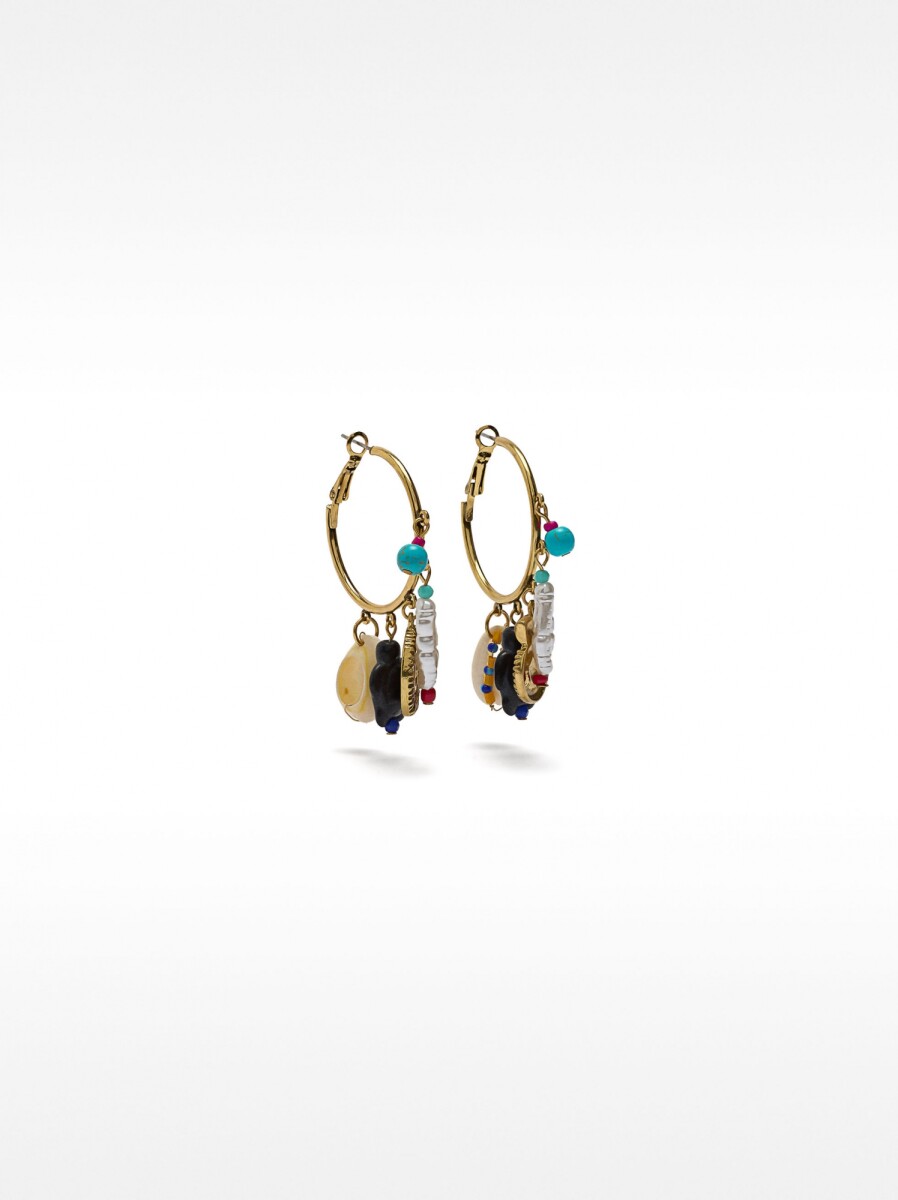 Aros Con Piedras Y Conchas - multicolor 