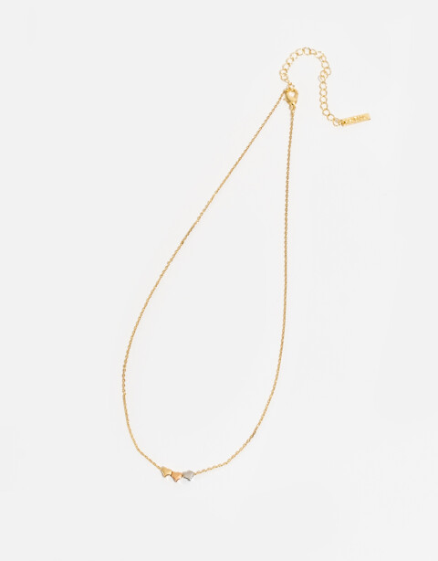 Cadena Corta con Dije Metal Collar Con Corazones - Dorado