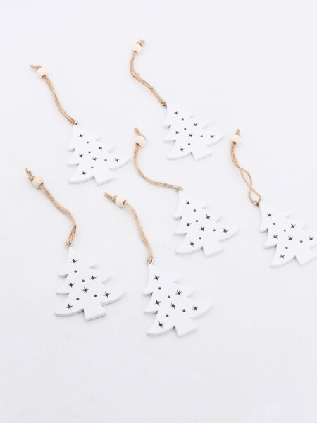 ADORNO COLGANTE MDF ARBOL x 6 BLANCO