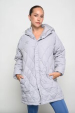 Campera puffy umbro capitoneada larga con capucha Gris