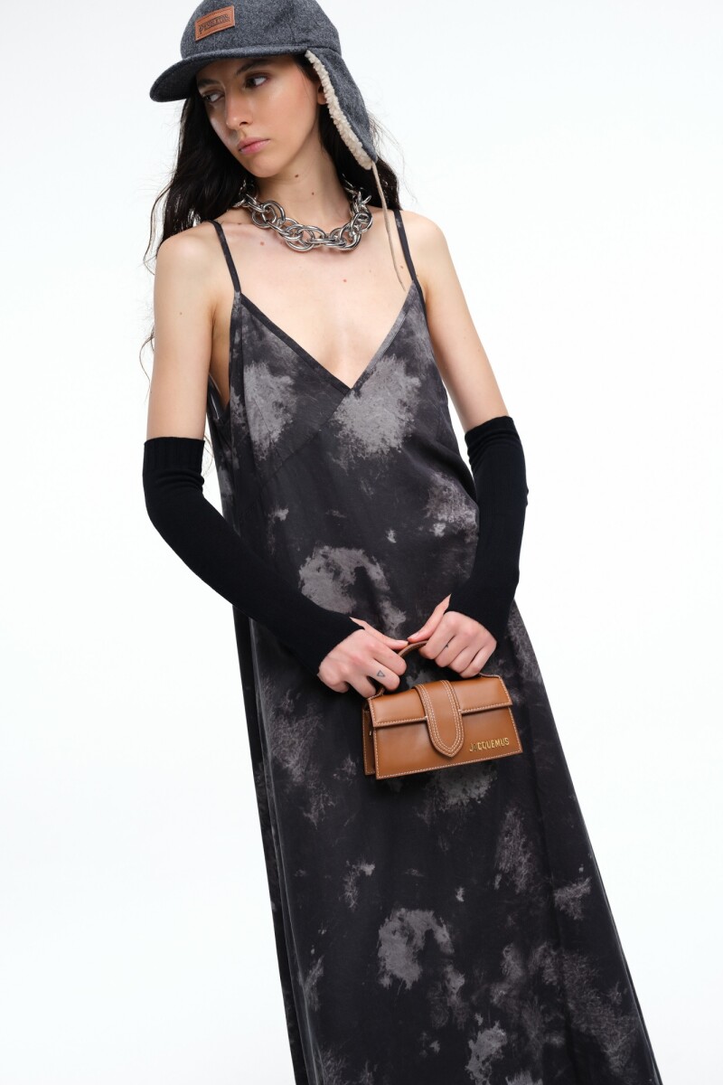 VESTIDO LARGO PRINT Negro