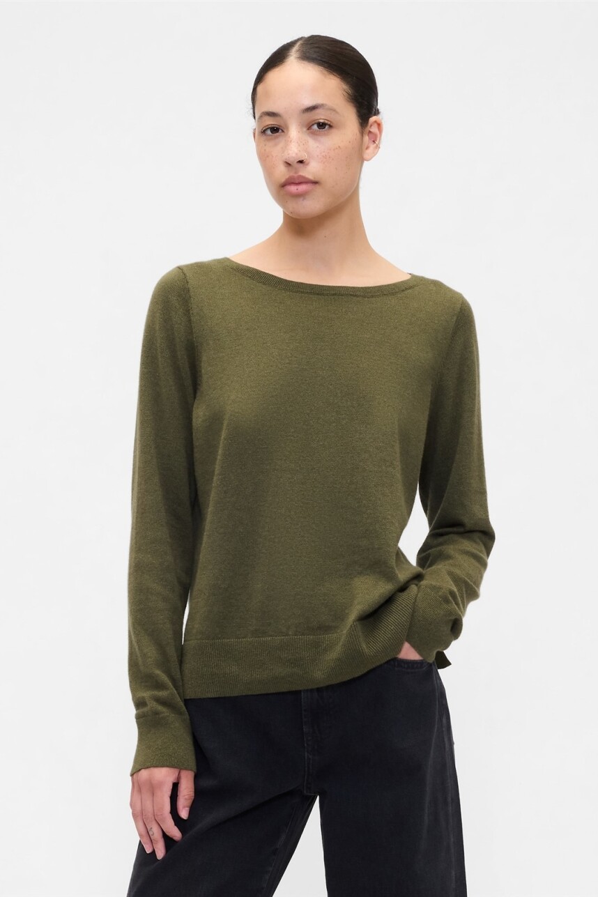 Buzo Bella Cuello Bote Mujer Army Jacket Green