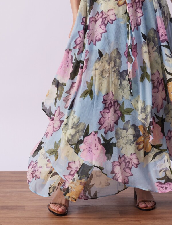 Vestido Noche Maxi CELESTE/MULTI